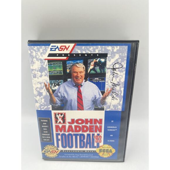 John Madden Football '93 (Sega Genesis, 1993) GAME & CASE **TESTED** - Picture 1 of 10